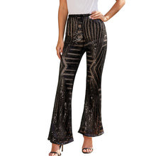 Load image into Gallery viewer, Sequin slacks women's new high waist loose straight leg trousers for autumn