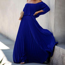 Load image into Gallery viewer, Women's long skirt sexy off-the-shoulder pleated chiffon evening dress