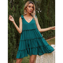 Load image into Gallery viewer, Summer new solid street shoot sleeveless dress temperament generous A-word sling dress multi layer