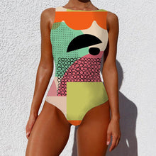 Load image into Gallery viewer, Swimsuit One-piece Bikini Personality Abstract Printed Swimsuit Female Sleeveless Monokini