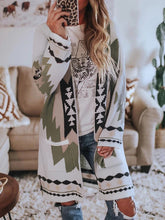 Load image into Gallery viewer, Autumn and winter new women's long sleeved printed cardigan coat woolen coat