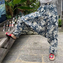 Load image into Gallery viewer, Ethnic style summer men's and women's same large crotch pants cotton and linen printed casual lantern trousers