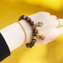 Load image into Gallery viewer, Multi-treasure Fragrant Ash Glass Beads Bracelet Five-color Orb Swallowing Gold Beast Couple Prayer Beads Bracelet.