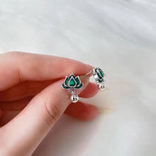 Load image into Gallery viewer, National Cloisonne Lotus S925 Sterling Silver Ring Female Index Finger Ring Niche Design Sense Adjustable Female Ring