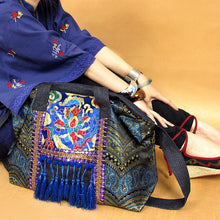Load image into Gallery viewer, Original Ethnic Style, National Fashion, Retro Literature and Art Embroidery Tassel Single Shoulder Messenger Bag, Large Capacity Travel Cowboy Bag