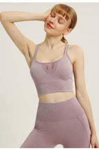 Load image into Gallery viewer, Solid Color Sports Beauty Back Underwear Shockproof Gathering Yoga Wear Sports Bra Seamless Washable Fitness Vest
