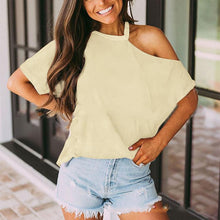 Load image into Gallery viewer, Hot Selling Solid Color Short Sleeve Spring and Summer New T-shirt Off Shoulder Top Women's 6 Colors Choice