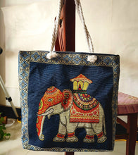 Load image into Gallery viewer, Double-sided Ethnic Style Embroidery Bag Women's Live Embroidery Peacock Elephant Canvas Bag
