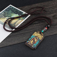 Load image into Gallery viewer, Vintage Nepal Thangka God of wealth Buddha elephant god ebony Pendant Necklace exotic sweater chain