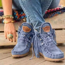 Load image into Gallery viewer, New winter products comfortable thick-soled fringed lace-up women's short boots snow boots