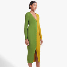 Load image into Gallery viewer, Women's autumn new temperament commuter color matching button high waist long dress