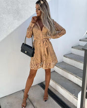 Load image into Gallery viewer, women's fashionable temperament lace mini lace-up dress