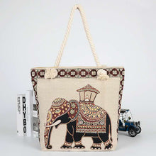 Load image into Gallery viewer, Double-sided Ethnic Style Embroidery Bag Women's Live Embroidery Peacock Elephant Canvas Bag