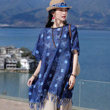 Load image into Gallery viewer, Outwear Cloak Ethnic Style Handmade Tassel Large Shawl Spring/Summer New Tie Dyed Checker Sun Protection Scarf