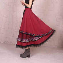 Load image into Gallery viewer, Retro national style half skirt big swing skirt dance Square Dance Costume Dance