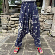 Load image into Gallery viewer, Ethnic style summer men's and women's same large crotch pants cotton and linen printed casual lantern trousers