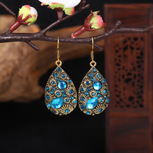 Load image into Gallery viewer, Creative Water Drop Gem Inlaid  Ancient National Style Earrings