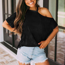 Load image into Gallery viewer, Hot Selling Solid Color Short Sleeve Spring and Summer New T-shirt Off Shoulder Top Women's 6 Colors Choice