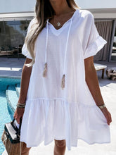 Load image into Gallery viewer, V-neck short sleeve loose thin Pleated Dress