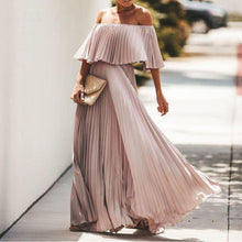 Load image into Gallery viewer, Women's long skirt sexy off-the-shoulder pleated chiffon evening dress