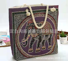 Load image into Gallery viewer, Double-sided Ethnic Style Embroidery Bag Women's Live Embroidery Peacock Elephant Canvas Bag