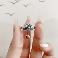 Load image into Gallery viewer, National Cloisonne Lotus S925 Sterling Silver Ring Female Index Finger Ring Niche Design Sense Adjustable Female Ring