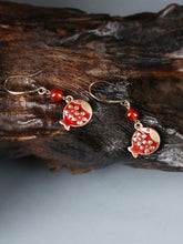 Load image into Gallery viewer, Antique Red Earrings with Cheongsam Retro Temperament Joker Jade Sterling Silver Ethnic Vintage Style Earrings