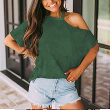 Load image into Gallery viewer, Hot Selling Solid Color Short Sleeve Spring and Summer New T-shirt Off Shoulder Top Women's 6 Colors Choice