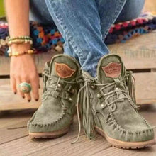 Load image into Gallery viewer, New winter products comfortable thick-soled fringed lace-up women's short boots snow boots