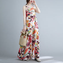 Load image into Gallery viewer, Cotton Linen Dress Loose Large Size Ethnic Style Retro Print Breathable Large Swing Camisole Robe