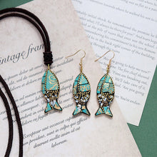 Load image into Gallery viewer, Minority design Nepal copper fish Tibetan handmade necklace men's and women's ethnic style retro temperament simple Earring Set
