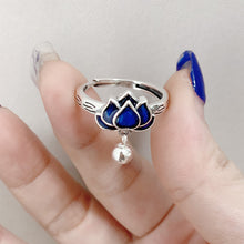 Load image into Gallery viewer, National Cloisonne Lotus S925 Sterling Silver Ring Female Index Finger Ring Niche Design Sense Adjustable Female Ring