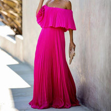 Load image into Gallery viewer, Women's long skirt sexy off-the-shoulder pleated chiffon evening dress