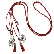 Load image into Gallery viewer, Ethnic Tibetan Headdress Magenta Hair Rope Hair Accessories Tassel Hair with Antique Headband