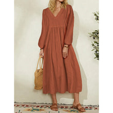 Load image into Gallery viewer, Fashion women's cotton loose Lantern Sleeve Dress