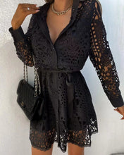 Load image into Gallery viewer, women's fashionable temperament lace mini lace-up dress
