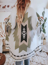 Load image into Gallery viewer, Autumn and winter new women's long sleeved printed cardigan coat woolen coat