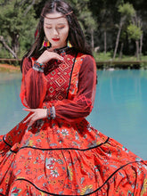 Load image into Gallery viewer, Retro ethnic style women's dress long sleeve midi dress