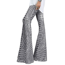 Load image into Gallery viewer, sequins high waist flared pants slim wide leg pants women's casual pants