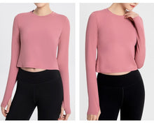 Load image into Gallery viewer, Sports Yoga Wear Women's Loose Slimming Blouse and Quick-drying Sportswear Solid Color Long-sleeved Yoga Wear with Hollow Back