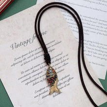 Load image into Gallery viewer, Minority design Nepal copper fish Tibetan handmade necklace men's and women's ethnic style retro temperament simple Earring Set