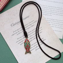 Load image into Gallery viewer, Minority design Nepal copper fish Tibetan handmade necklace men's and women's ethnic style retro temperament simple Earring Set