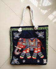 Load image into Gallery viewer, Double-sided Ethnic Style Embroidery Bag Women's Live Embroidery Peacock Elephant Canvas Bag