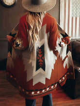 Load image into Gallery viewer, Autumn and winter new women's long sleeved printed cardigan coat woolen coat
