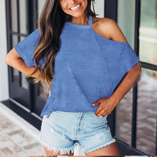 Load image into Gallery viewer, Hot Selling Solid Color Short Sleeve Spring and Summer New T-shirt Off Shoulder Top Women's 6 Colors Choice
