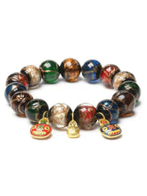 Load image into Gallery viewer, Multi-treasure Fragrant Ash Glass Beads Bracelet Five-color Orb Swallowing Gold Beast Couple Prayer Beads Bracelet.