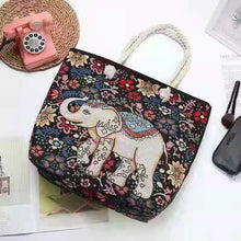 Load image into Gallery viewer, Double-sided Ethnic Style Embroidery Bag Women's Live Embroidery Peacock Elephant Canvas Bag