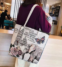 Load image into Gallery viewer, Double-sided Ethnic Style Embroidery Bag Women's Live Embroidery Peacock Elephant Canvas Bag