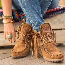 Load image into Gallery viewer, New winter products comfortable thick-soled fringed lace-up women's short boots snow boots