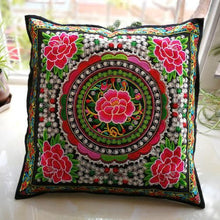 Load image into Gallery viewer, Ethnic Style Flower Embroidered Pillow Cover Cushion Cover